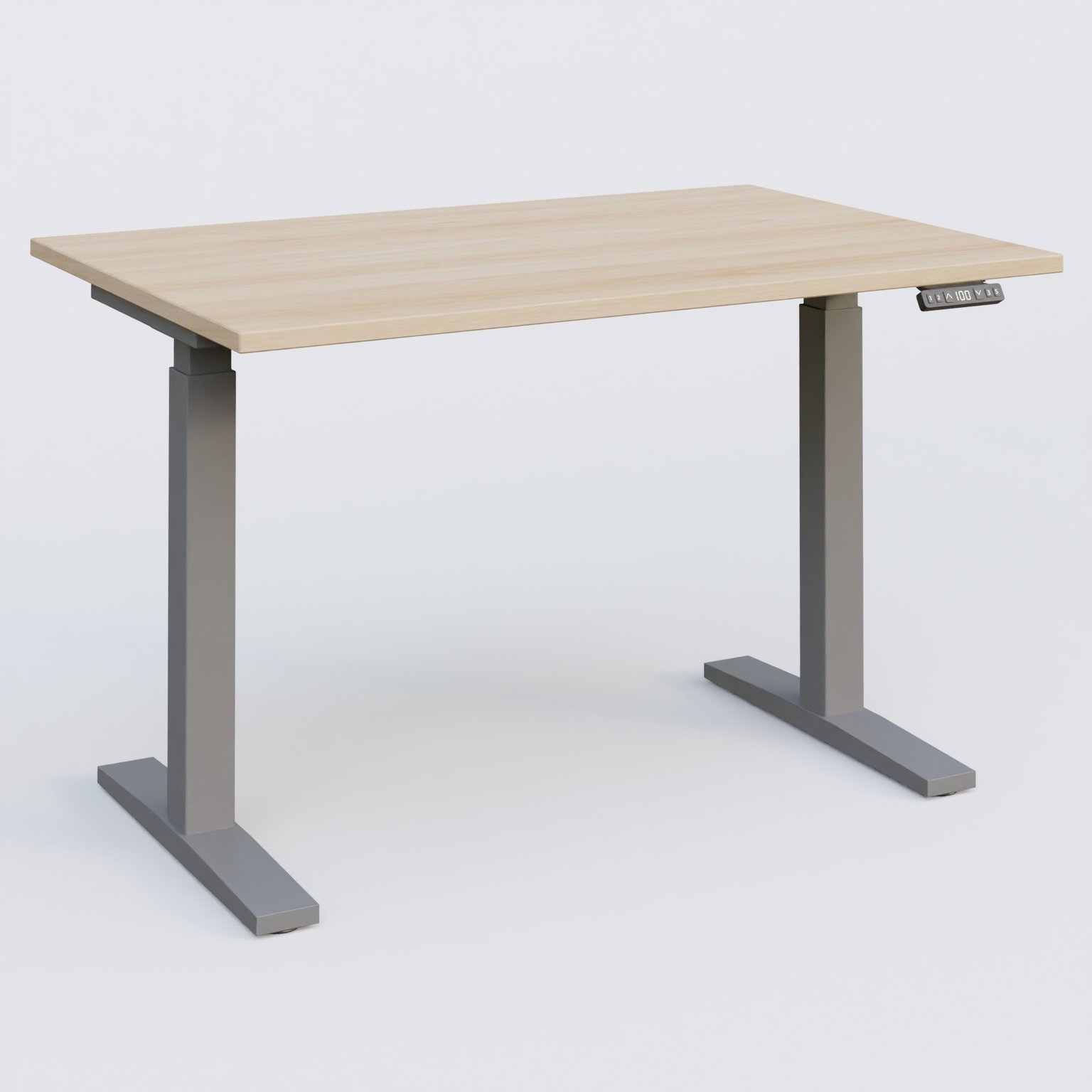 Poste solo 120*80 réglable en hauteur éléctriquement de 70-120 cm gamme KPro2. Plateau Hêtre et pietement Aluminium.