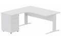 K1 VDF BOIS Compact 90° asymétrique 160x162x80/60cm retour à gauche avec caisson HB métal 3 tiroirs blanc/blanc - sur délai