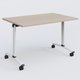 Table abattante gamme Arca 120-80 cm. Plateau Acacia et pietement Blanc.