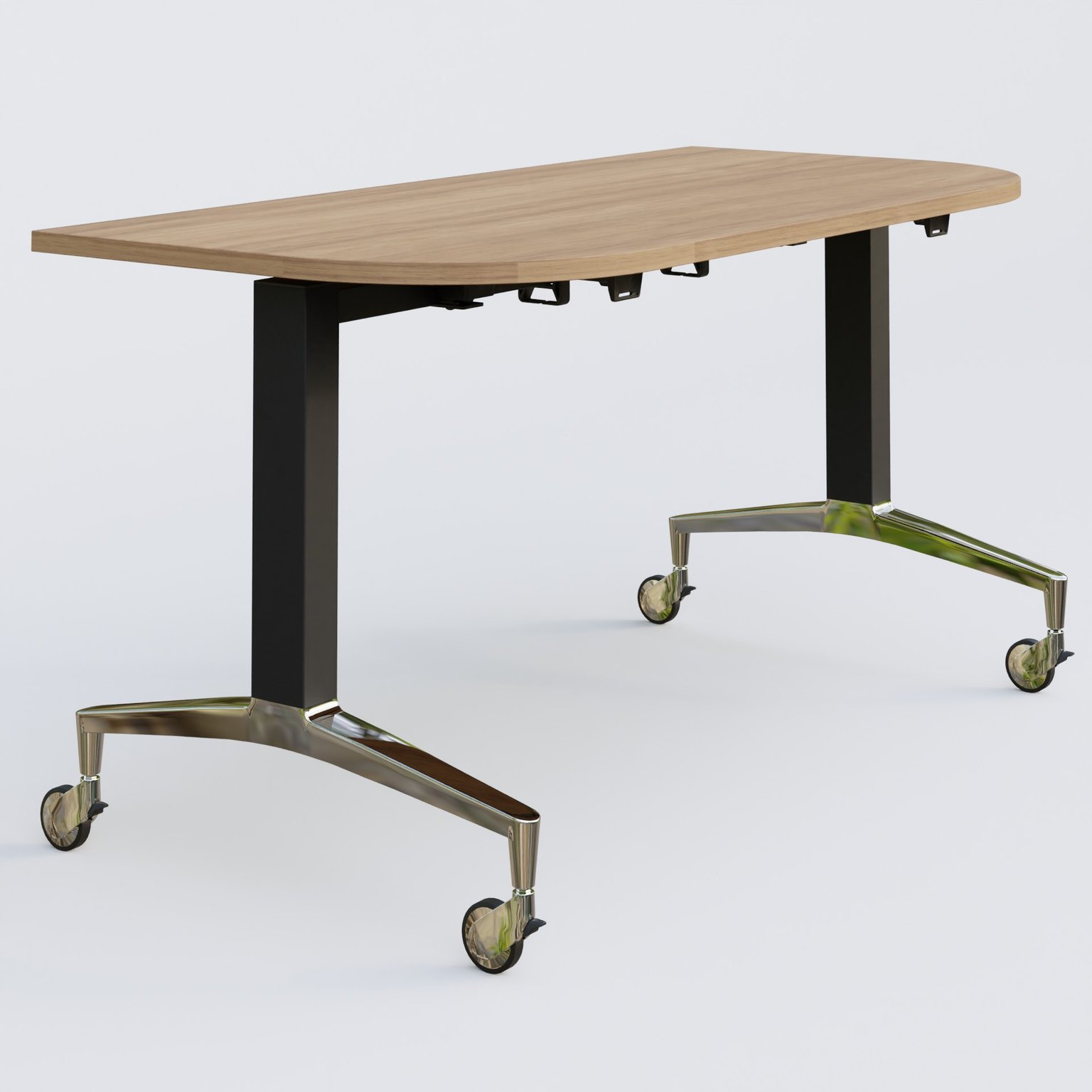 Module d'extrémité de la gamme LEM 145-70 cm. Plateau Noyer et pietement Noir/Chrome.