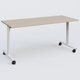 Table abattante gamme Design 160*70 cm. Plateau Acacia et pietement Blanc.