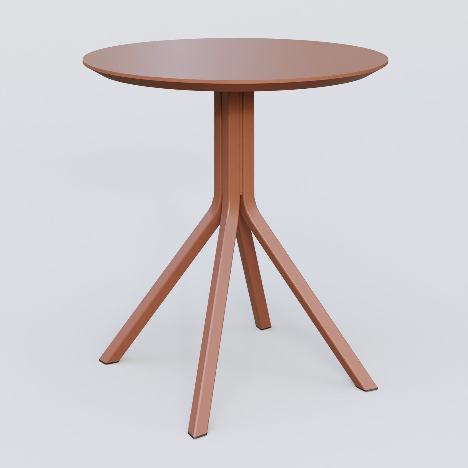 Table Basse Fashion Styl piètement 4 branches en métal et plateau bois. Plateau Brun cuivré (RAL 8004) et pietement BN.
