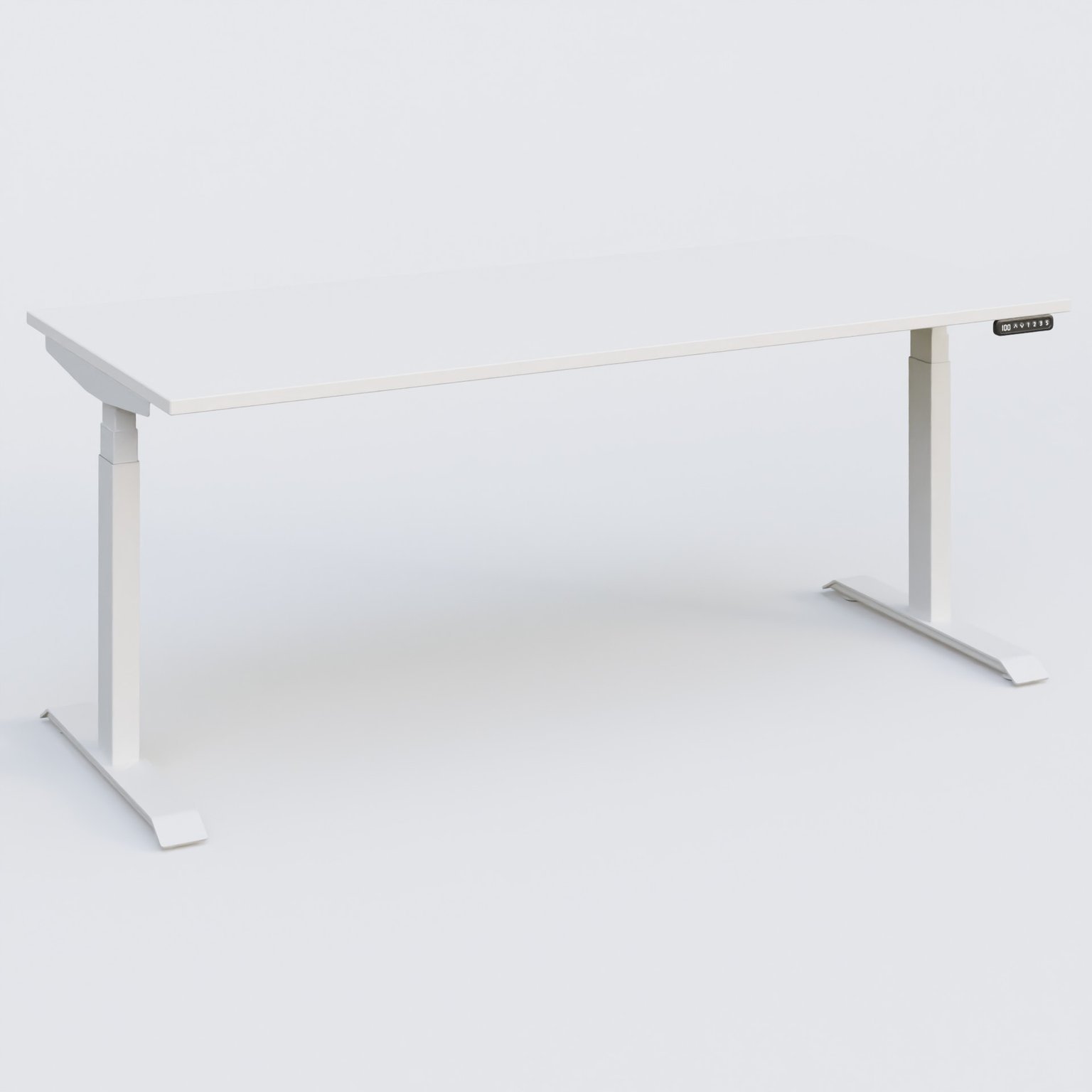 Poste solo 180*80 réglable en hauteur éléctriquement de 65-130 cm gamme KPro3. Plateau Blanc et pietement Blanc.