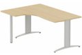 K2- Plan compact 90° asymétrique 160x120x80/60cm sur pied de soutien - retour à gauche -Finitions = Plateau : Chêne (CE) / Piétements : ALUMINIUM (AL)
