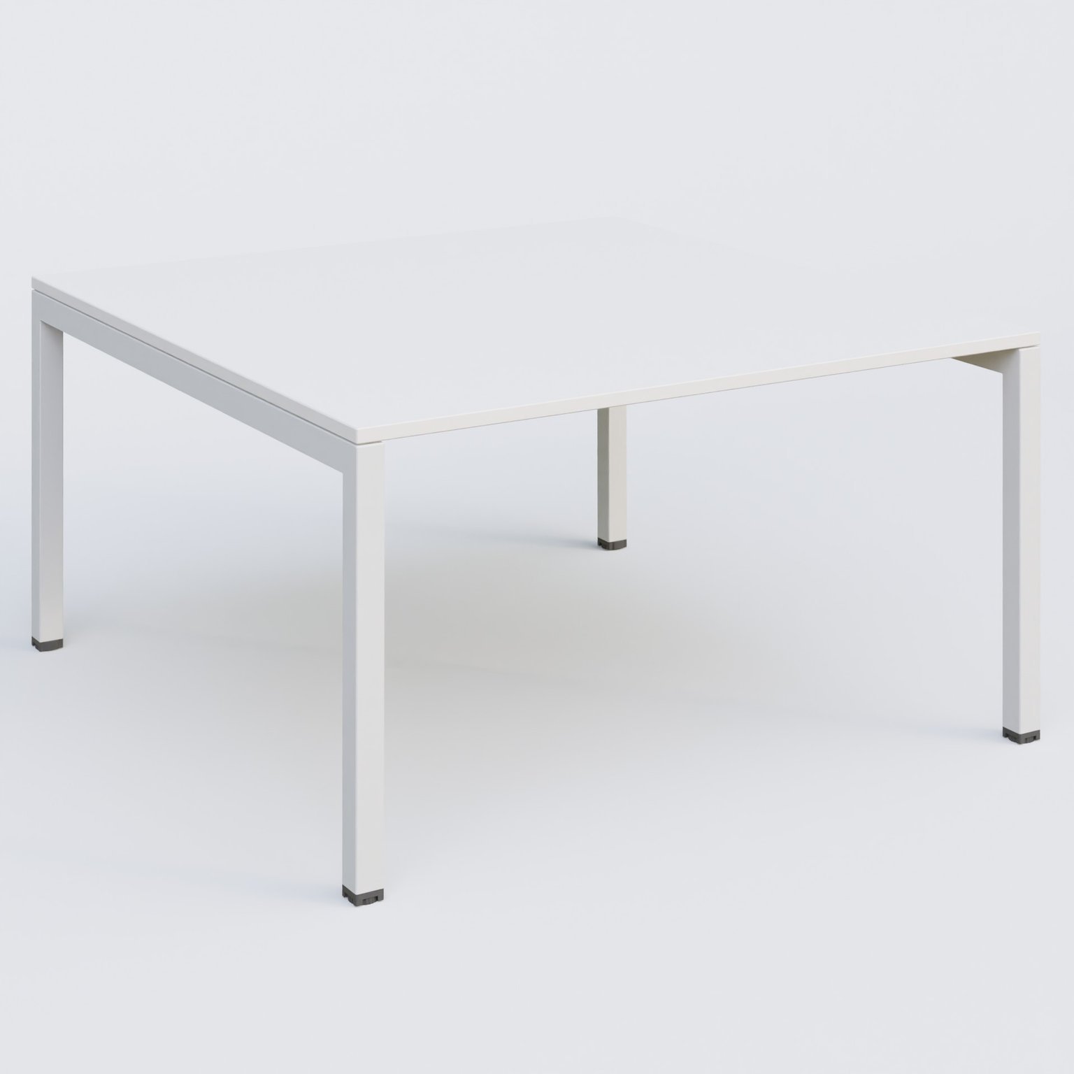 K3 Plateau droit 140x145 pieds fixe. Plateau Blanc et pietement Blanc.