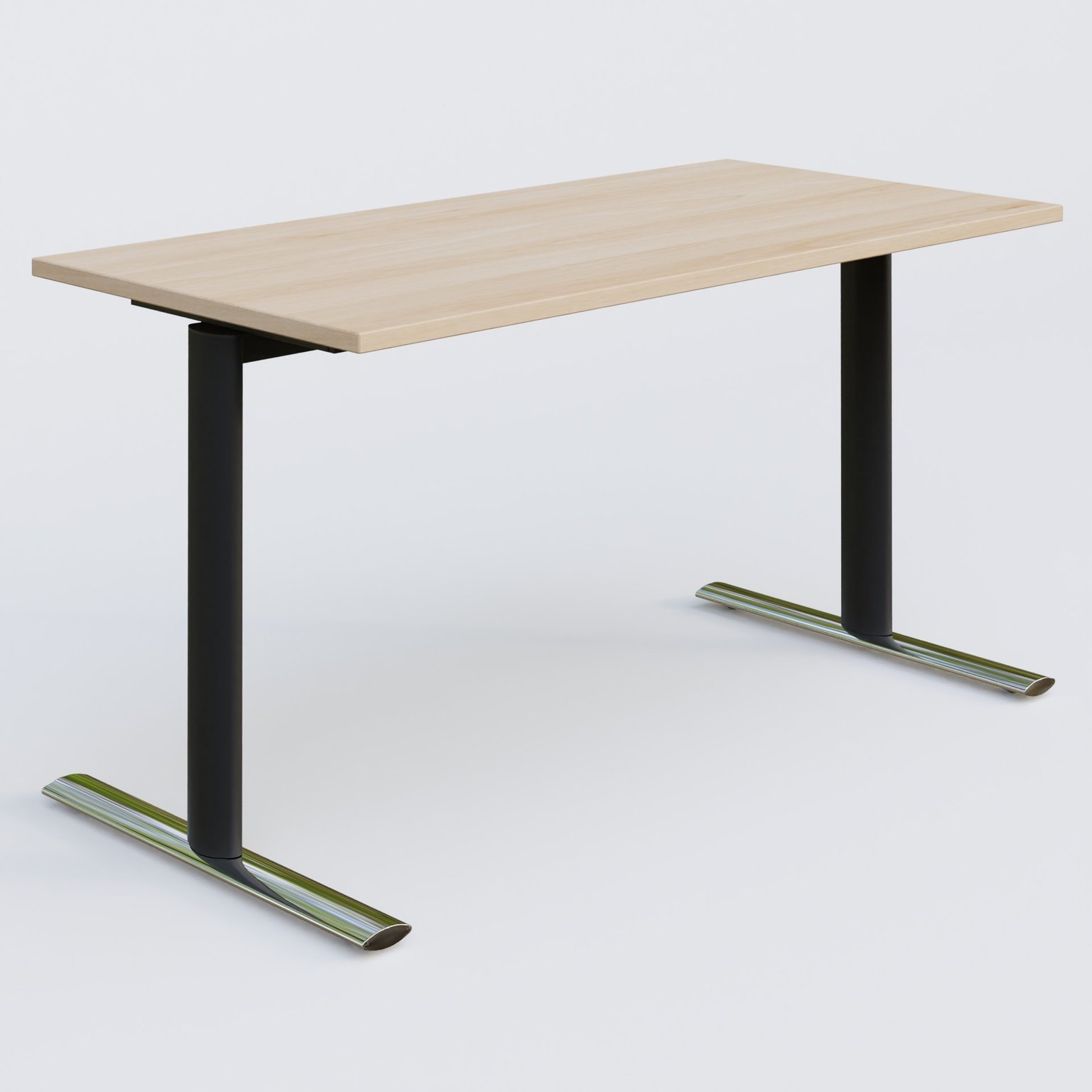 Module droit gamme Pure 140-70 cm. Plateau Hêtre et pietement Noir/Chrome.