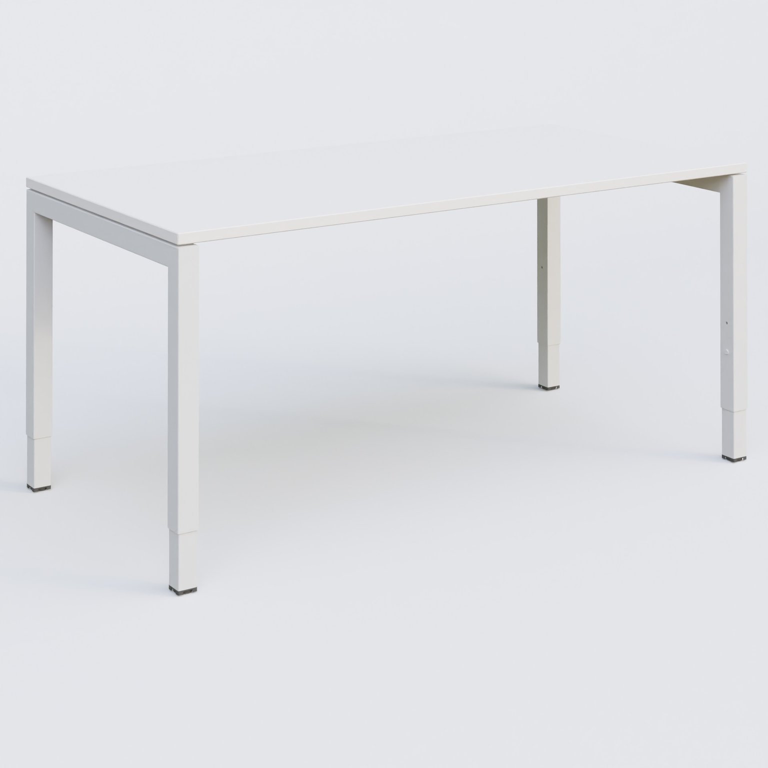 Bureau droit gamme K3 160-80 cm hauteur réglable. Plateau Blanc et pietement Blanc.