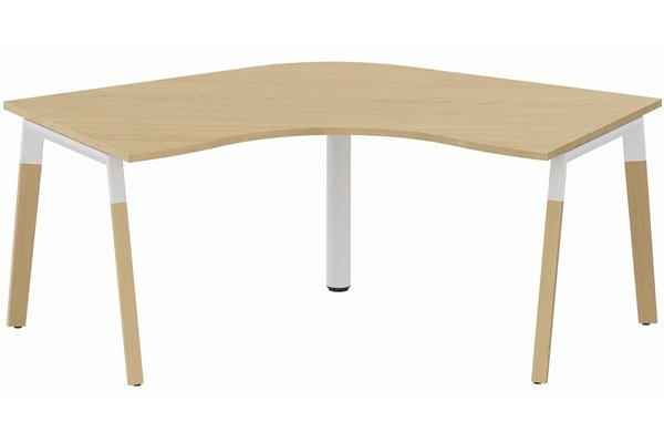 Gamme K8 Wood - Plans compacts  - K8Wood Plan compact 120° symétrique 120x120x80x80 -Finitions = Plateau : chêne /Piétements : Blanc / Bois