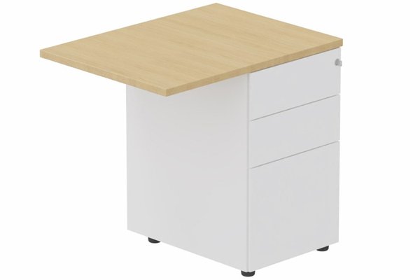 Gamme K7 - Extensions - Plans droits - K7- Retour direct 80x60 sur caisson métal HB 3 tiroirs