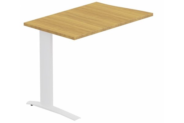 Gamme K1 - Extensions - Plans vagues - K1 Retour direct vague 90x60 sur pied à gauche Plateau : Chêne (CE) / Piétements Blanc -Finitions : PLATEAUX: NOYER (NO) / PIETEMENTS: BLANC (BL)