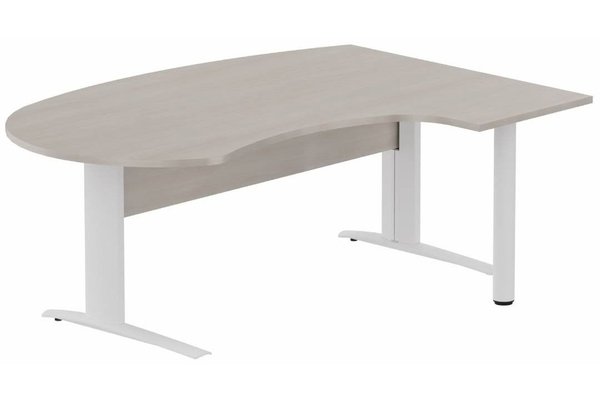 Gamme K1 - Plans compacts - K1 VDF bois compact 90° manager 190x141x104x60cm sur pied de soutien, plateau acacia, structure blanc
