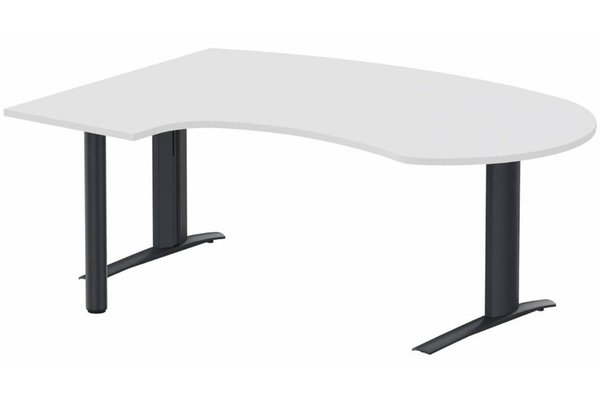Gamme K1 - Plans compacts - K1 POUTRE compact 90° manager 190x141x104x60cm sur pied de soutien, plateau blanc, structure anthracite