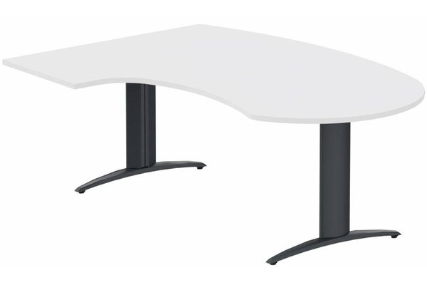 Gamme K2 - Plans compacts - K2 compact 90° manager 190x141x104x60cm sur pied de soutien, plateau blanc, structure anthracite