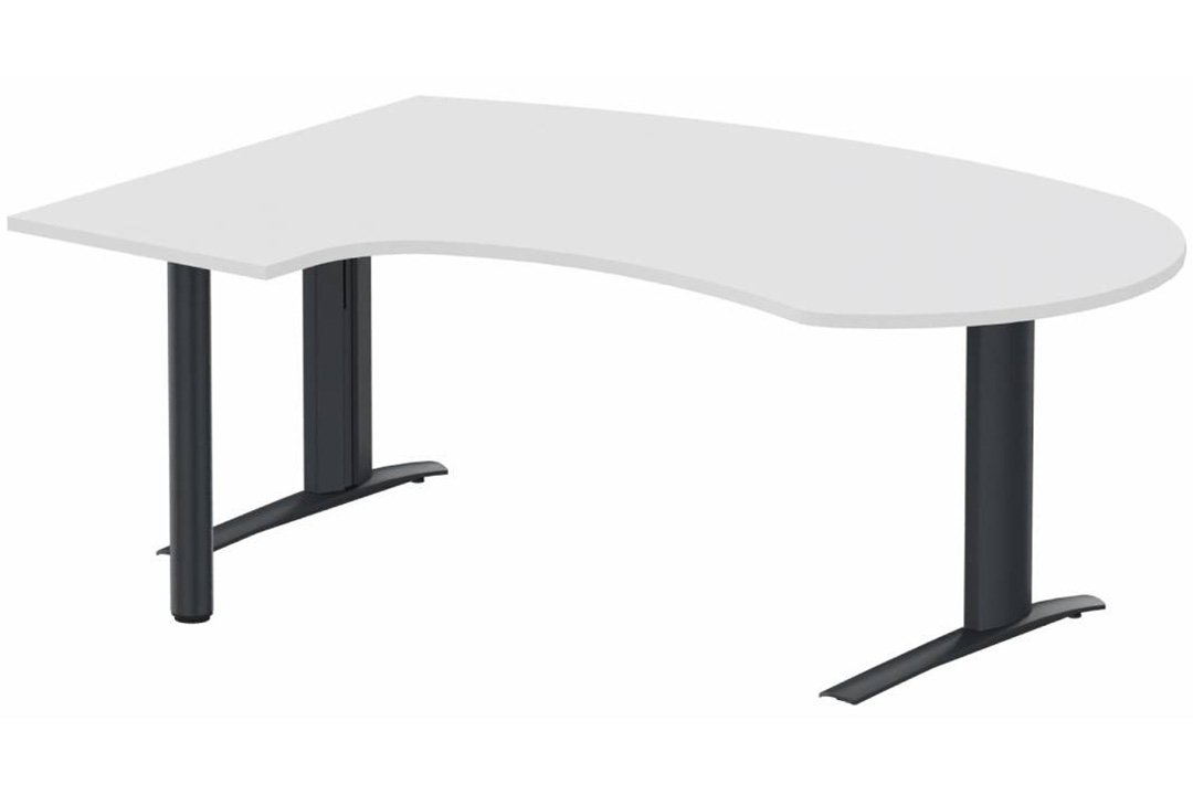 K1 POUTRE compact 90° manager 190x141x104x60cm sur pied de soutien, plateau blanc, structure anthracite