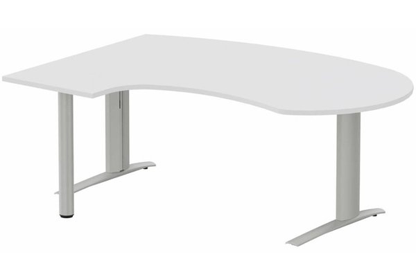 Gamme K1 - Plans compacts - K1 POUTRE compact 90° manager 190x141x104x60cm sur pied de soutien, plateau blanc, structure aluminium
