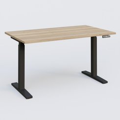 [Pas de famille] - [Pas de sous famille] - Poste solo 140*80 réglable en hauteur éléctriquement de 70-120 cm gamme KPro2. Plateau Chêne naturel et pietement Noir.