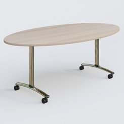 [Pas de famille] - [Pas de sous famille] - Table ovale gamme Arca 200-110 cm. Plateau Acacia et pietement Chrome.