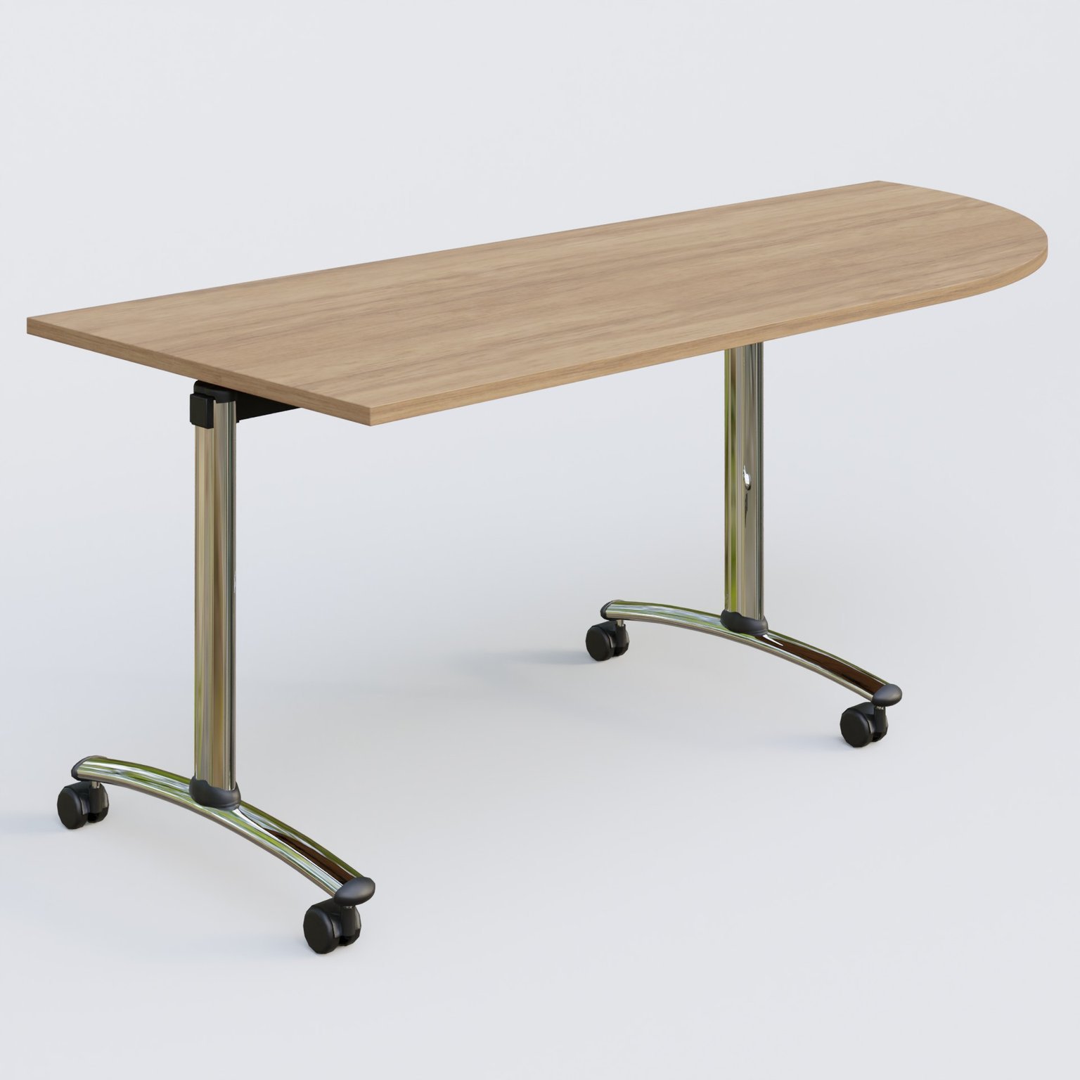 Module d'angle 90° Droite gamme Arca 200-80 cm. Plateau Noyer et pietement Chrome.