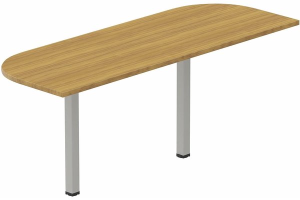 Gamme K2 - Extensions conviviales - K2- Extension 1/2 lune L165xP60 sur 2 pieds de soutien -Finitions : PLATEAUX: NOYER (NO) / PIETEMENTS: ALUMINIUM (AL)