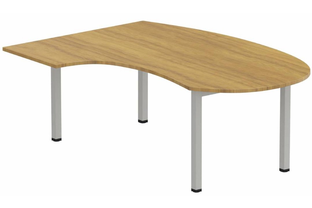 K3- Plan compact 90° asymétrique Manager 190x141x104x60cm sur pied de soutien - retour à gauche -Finitions : PLATEAUX: NOYER (NO) / PIETEMENTS: ALUMINIUM (AL ) / 