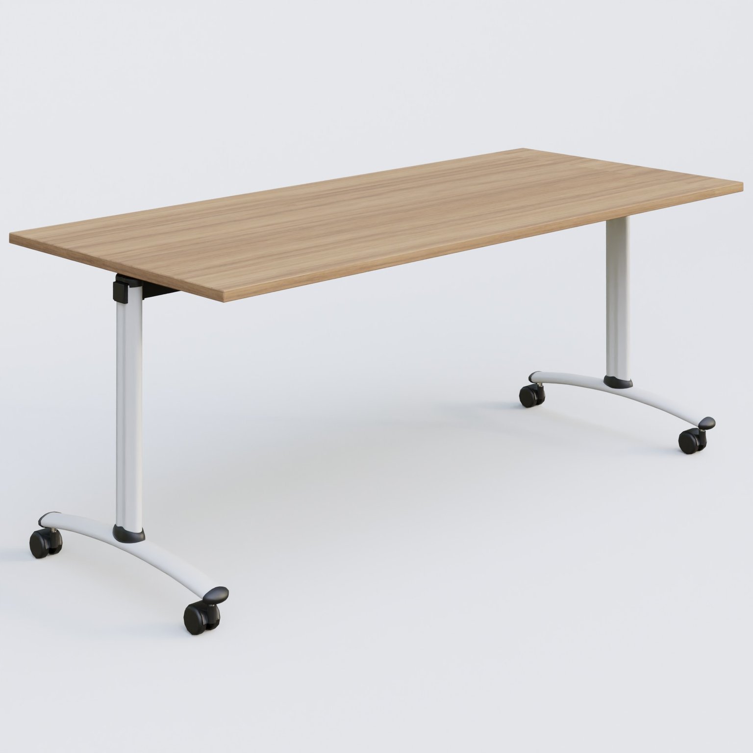 Table abattante gamme Arca 180-80 cm. Plateau Noyer et pietement Blanc.