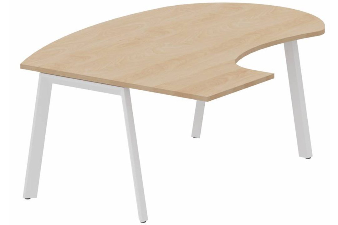 Plan compact 90° manager 190 x 141 x 104 x 60 cm, plateau hêtre, structure blanc