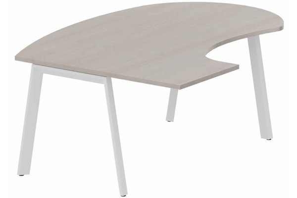 Gamme K8 - Plans compacts - Plan compact 90° manager 190 x 141 x 104 x 60 cm, plateau acacia, structure blanc