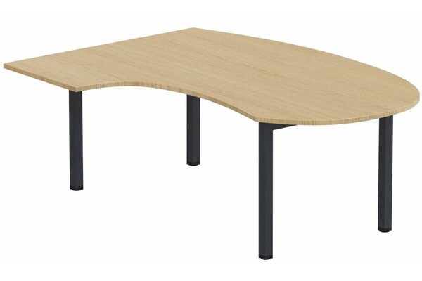 Gamme K3 - Plans compacts - K3- Plan compact 90° asymétrique Manager 190x141x104x60cm sur pied de soutien - retour à gauche -Finitions : PLATEAUX: CHENE (CE) / PIETEMENTS: ANTHRACITE (AN ) / 