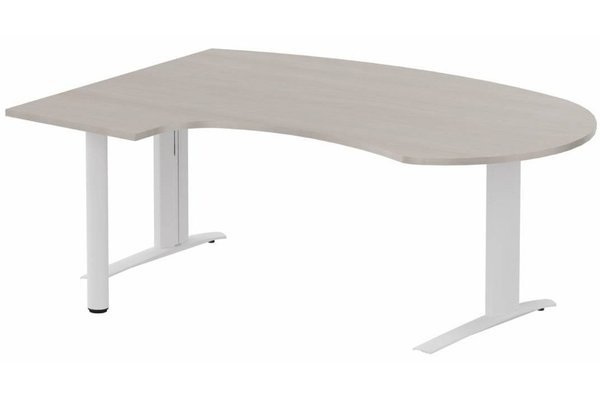 Gamme K1 - Plans compacts - K1 POUTRE compact 90° manager 190x141x104x60cm sur pied de soutien, plateau acacia, structure blanc