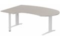 K1 POUTRE compact 90° manager 190x141x104x60cm sur pied de soutien, plateau acacia, structure blanc