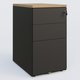 Caisson hauteur de bureau métalique 3 tiroirs avec top de finition, profondeur 60cm. Plateau Noyer et caisson Noir.