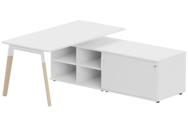 Gamme K8 Wood - Plans droits - K8Wood  Plan 180x80 avec meuble porteur (L180xP64) sans caisson - meuble à droite