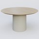 Table Basse Fashion Styl piètement colonne en métal D-26cm et plateau bois. Plateau Chêne et pietement Gris (RAL 7038).