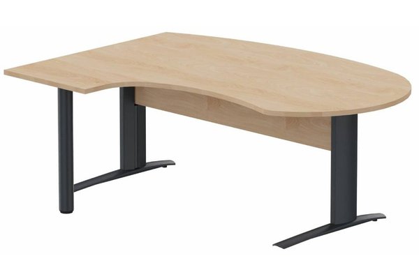 Gamme K1 - Plans compacts - K1 VDF bois compact 90° manager 190x141x104x60cm sur pied de soutien, plateau hêtre, structure anthracite