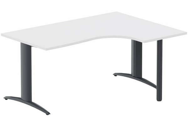 Gamme K2 - Plans compacts - Plan Compact 90° asymétrique 160x120x80/60cm retour à droite sur pied de soutien blanc/anthracite - sur délai
