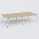 K5 table bench 320*165 cm. Plateau Chêne naturel et pietement Blanc avec base chromé.