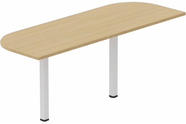 Gamme K8 Wood - Plateau d'angle et extensions conviviales - K8Wood Extension 1/2 lune L165xP80 sur 2 pieds de soutien -Finitions = Plateau : chêne /Piétements : Blanc (BL)