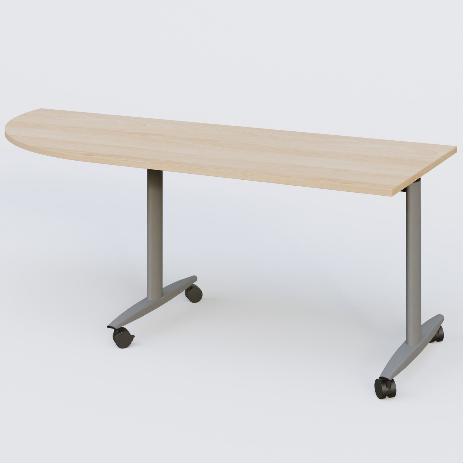 Module d'angle 90° pour table abattante gamme Design 200-80 cm à gauche. Plateau Hêtre et pietement Aluminium.