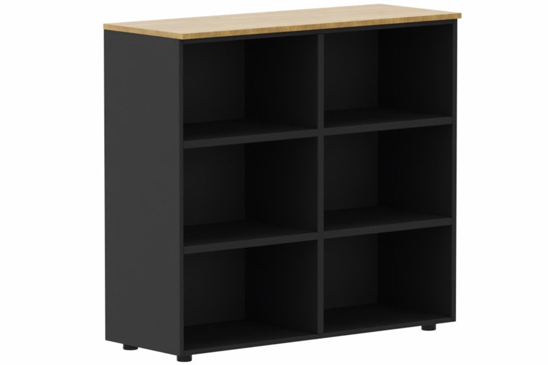 Armoire mélamine H102xL120cm, séparation médiane, sans portes, Top de finition : NOYER / Corps d'armoire et tablettes: noir