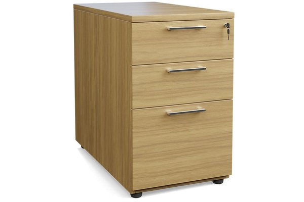CAISSONS  - Hauteur de bureau - Caisson mélaminé hauteur bureau, 3 tiroirs - P80xL42xH72cm, -Finitions = Caisson: Chêne (CE)/ Poignées: chromées