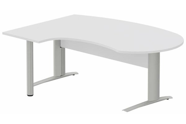 Gamme K1 - Plans compacts - K1 VDF bois compact 90° manager 190x141x104x60cm sur pied de soutien, plateau blanc, structure aluminium