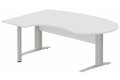 K1 VDF bois compact 90° manager 190x141x104x60cm sur pied de soutien, plateau blanc, structure aluminium
