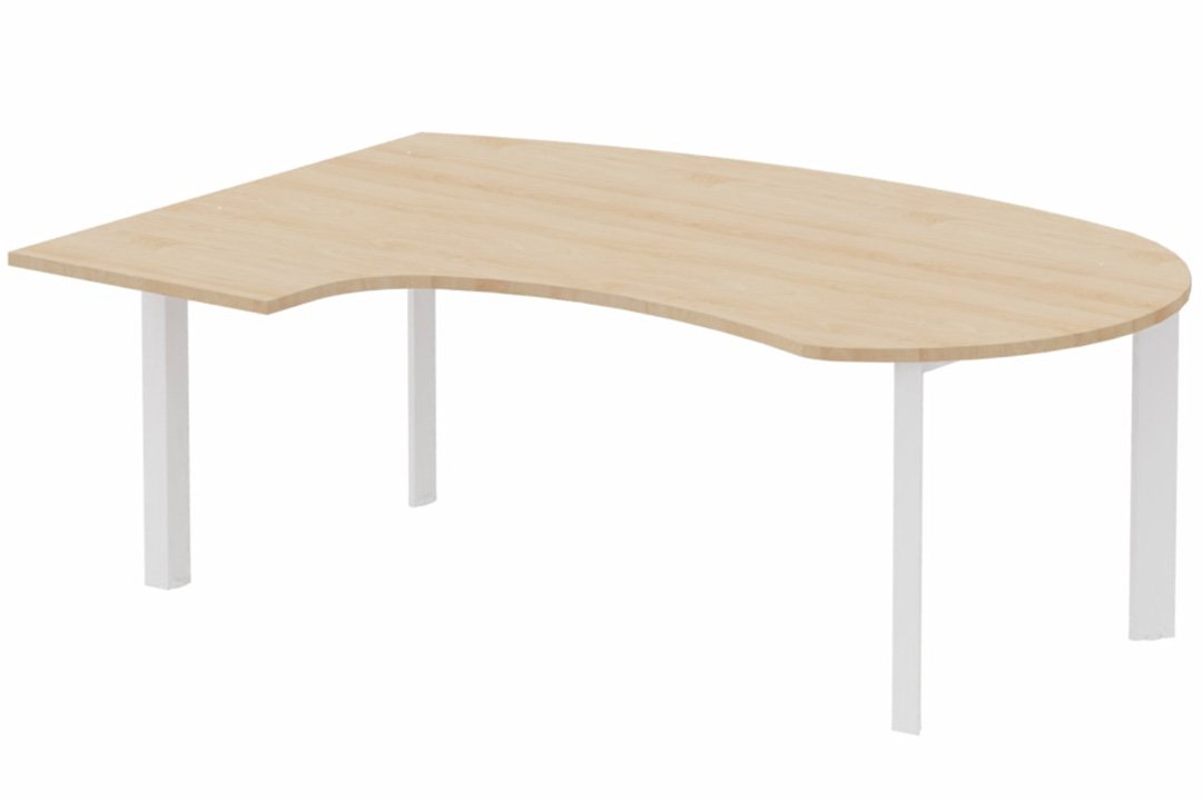 K7 compact 90° manager 190x141x104x60cm, plateau hêtre, structure blanc