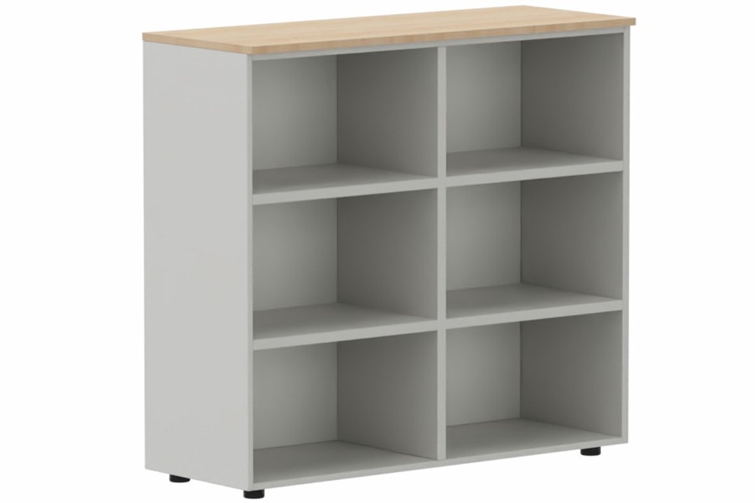 Armoire mélamine H102xL120cm, séparation médiane, sans portes, Top de finition : Hêtre / Corps d'armoire et tablettes: Aluminium