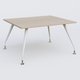 K5 plan droit 140*120 cm. Plateau Acacia et pietement Blanc avec base chromé.