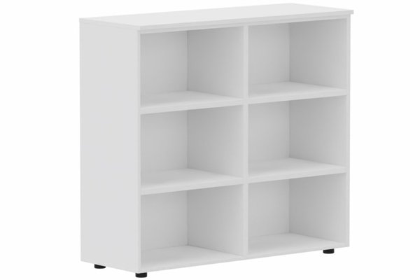 ARMOIRES SANS PORTES / BIBLIOTHEQUES - Hauteur 80 cm - Armoire mélamine H102xL120cm, séparation médiane, sans portes, Top de finition : Chêne (BL) / Corps d'armoire et tablettes: Blanc (BL)