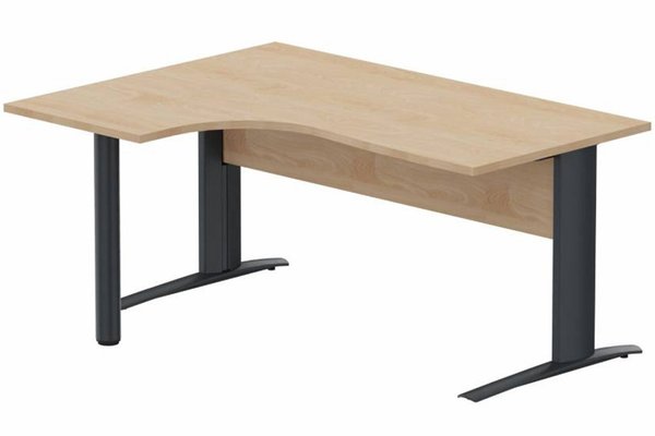 Gamme K1 - Plans compacts - K1 VDF BOIS Compact 90° asymétrique 160x120x80/60cm retour à gauche sur pied de soutien hêtre/anthracite