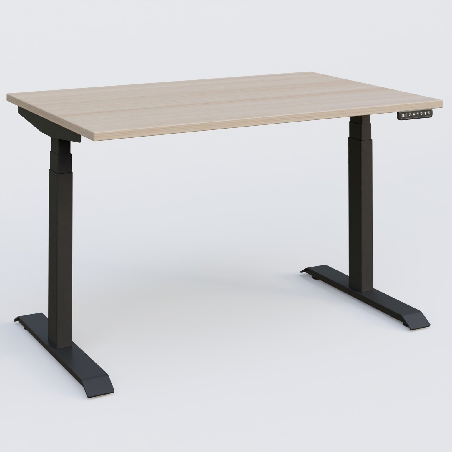 Poste solo 120*80 réglable en hauteur éléctriquement de 65-130 cm gamme KPro3. Plateau Acacia et pietement Noir.