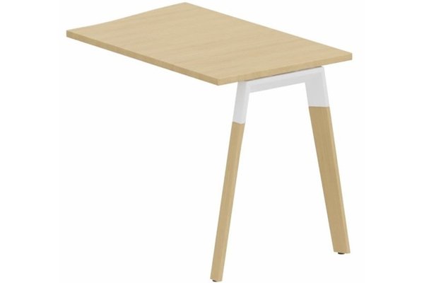Gamme K8 Wood - Extension - Plans vagues - K8Wood Retour direct vague 90x60 sur pied à droite - Finitions = Plateau : chêne /Piétements : Blanc / bois (BW)
