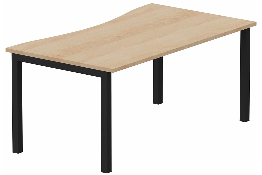 K3- Plan vague symétrique 180x90x80 -Finitions : PLATEAUX: HETRE (HE) / PIETEMENTS: NOIR GRAINE MAT (NG)